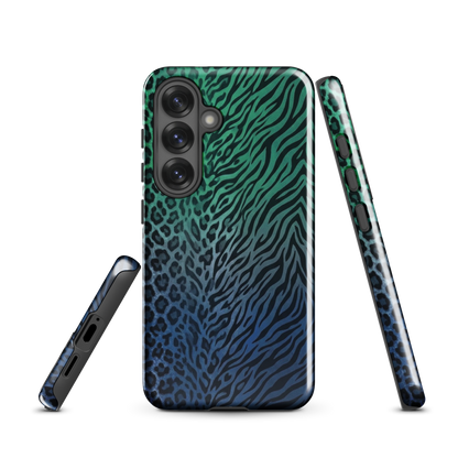Blue to Teal Zebra & Leopard Print Tough Case for Samsung