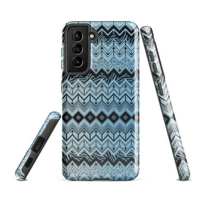 Blue Chevron Pattern Leopard & Zebra Print Tough Case for Samsung