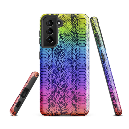 Vibrant Rainbow Snake Skin & Leopard Print Tough Case for Samsung