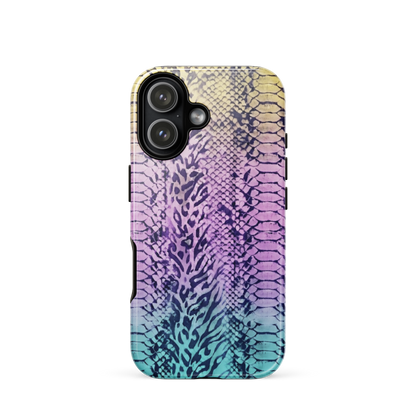 Faded Rainbow Snake Skin Zebra & Leopard Print Tough Case for iPhone®