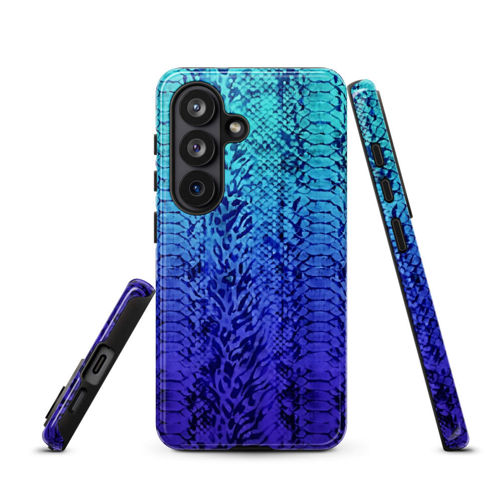 Vibrant Blue Snake & Leopard Print Tough Case for Samsung