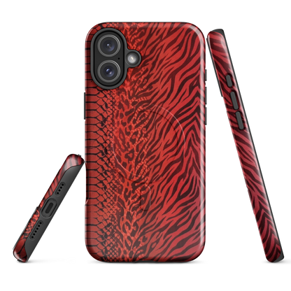 Red Zebra Snake & Leopard Print MagSafe Tough Case for iPhone®
