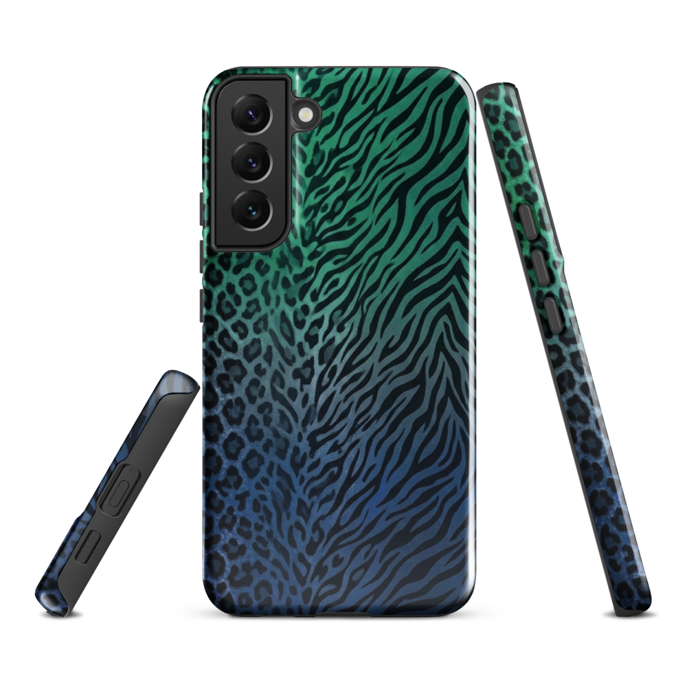 Blue to Teal Zebra & Leopard Print Tough Case for Samsung
