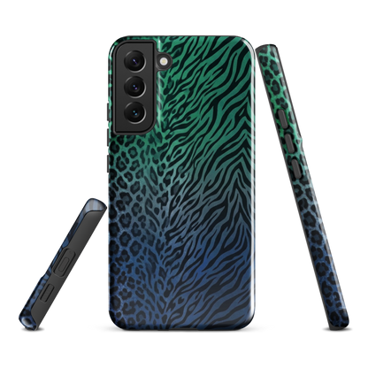 Blue to Teal Zebra & Leopard Print Tough Case for Samsung
