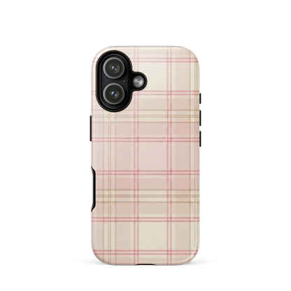 Pink & Cream Plaid Coquette Print Tough Case for iPhone®