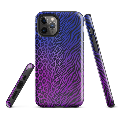 Purple to Blue Zebra & Leopard Print Tough Case for iPhone®
