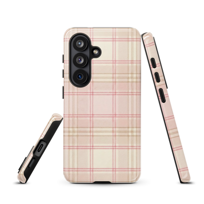 Pink & Cream Plaid Coquette Print Tough Case for Samsung