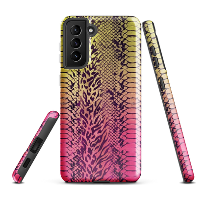 Yellow & Pink Snake Skin & Leopard Print Tough Case for Samsung