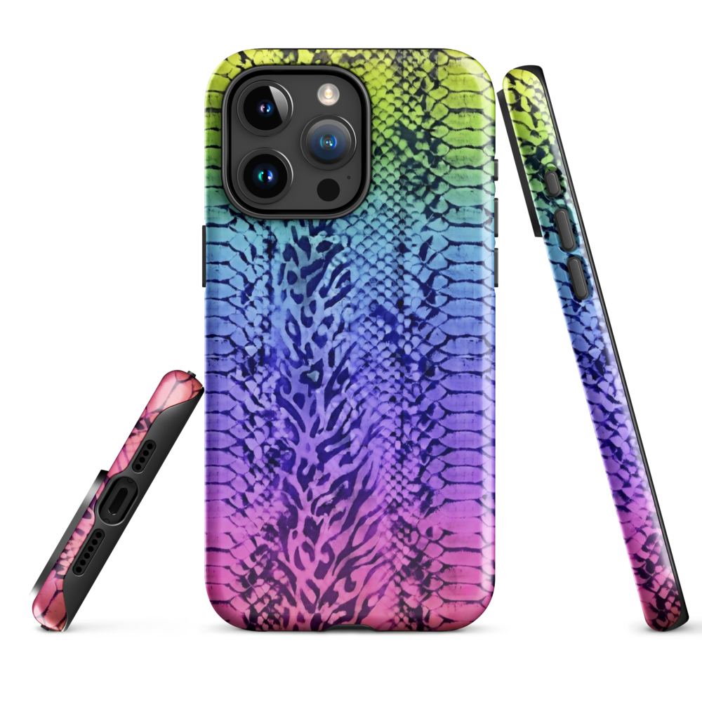 Neon Rainbow Snake Skin & Leopard Print Tough Case for iPhone®