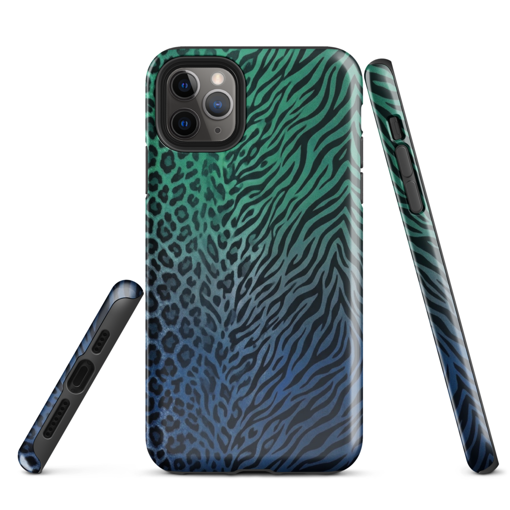 Blue to Teal Zebra & Leopard Print  Tough Case for iPhone®