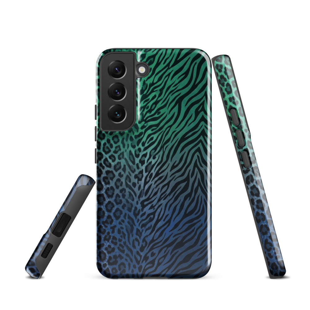 Blue to Teal Zebra & Leopard Print Tough Case for Samsung