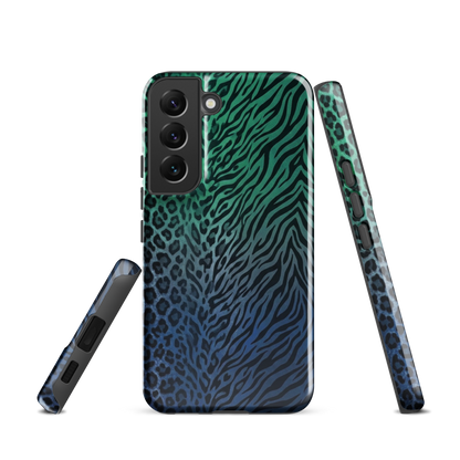 Blue to Teal Zebra & Leopard Print Tough Case for Samsung