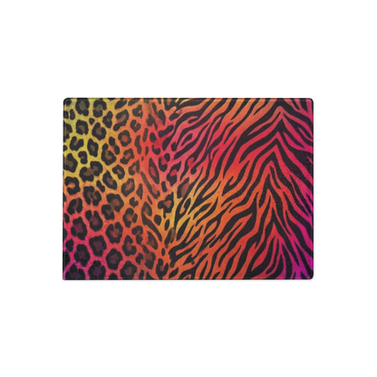 Rainbow Leopard & Zebra Print Glass Cutting Board