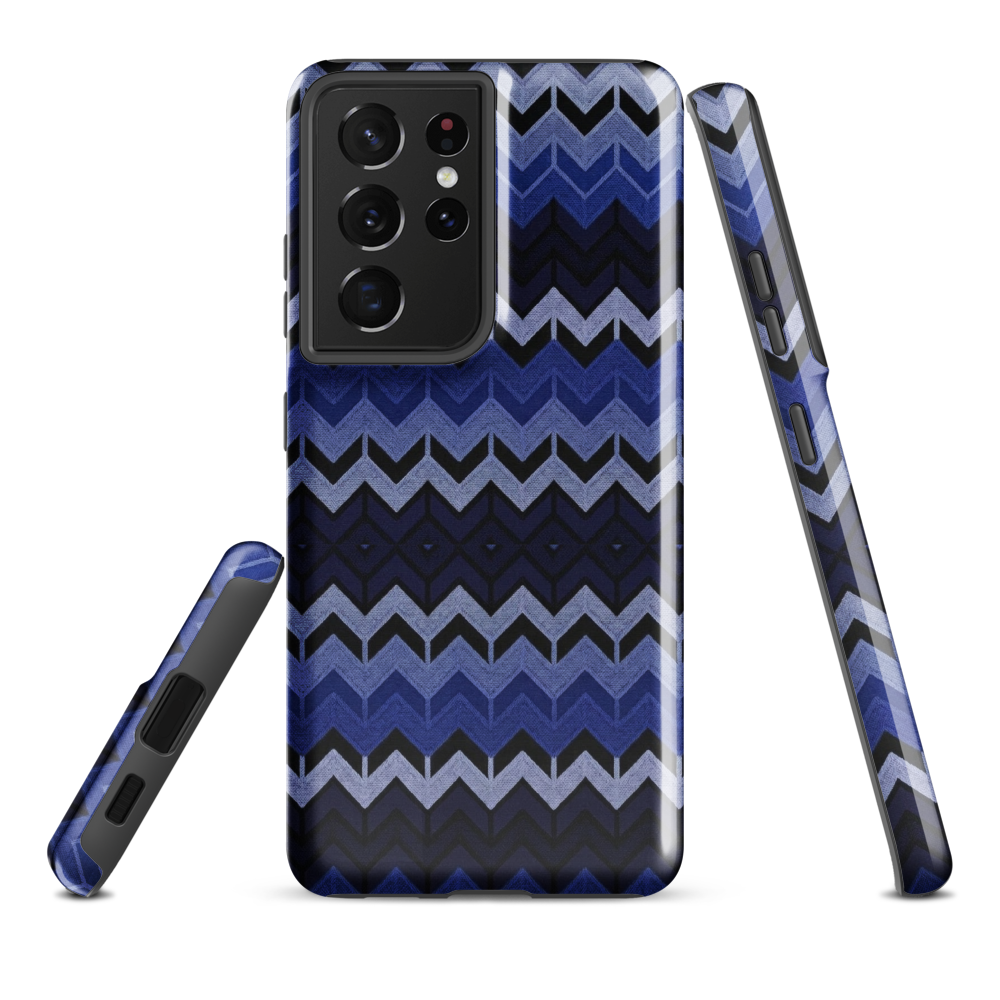 Blue Chevron Pattern Tough Case for Samsung