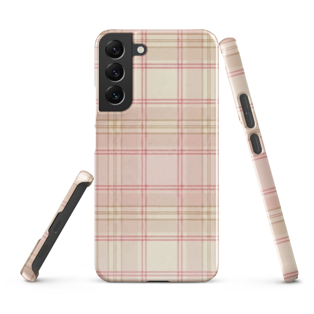 Pink & Cream Plaid Coquette Print Snap Case for Samsung