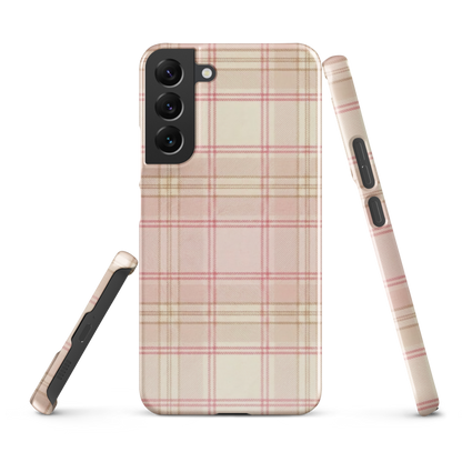 Pink & Cream Plaid Coquette Print Snap Case for Samsung