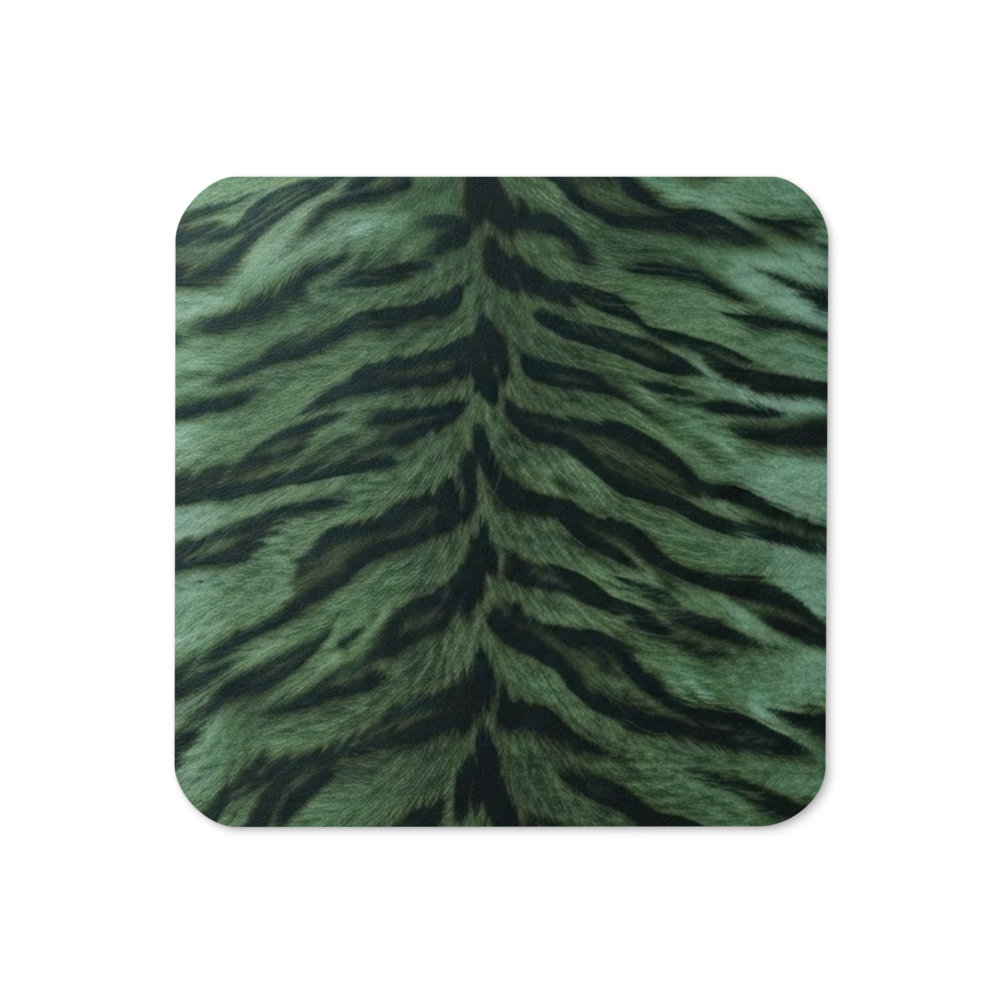 Green Tiger Print Cork-Back Coaster