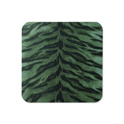Green Tiger Print Cork-Back Coaster