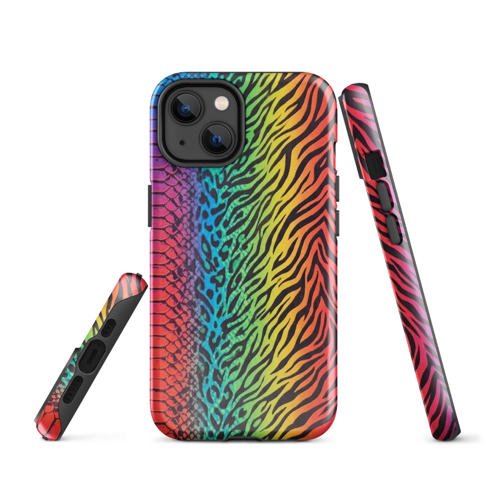Vibrant Rainbow Snake Skin Leopard & Zebra Print Case for iPhone®