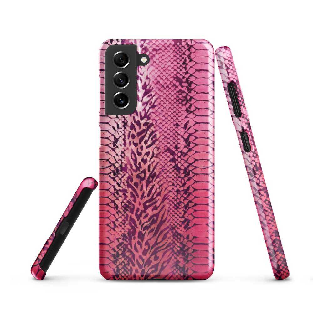 Neon Pink Snake Skin & Leopard Print Snap Case for Samsung