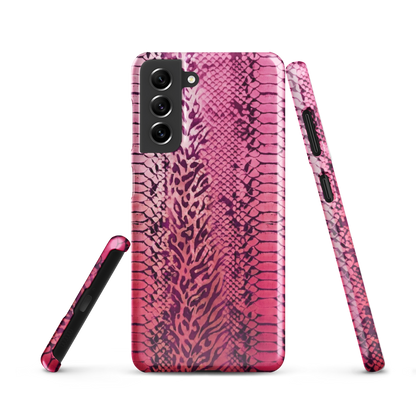 Neon Pink Snake Skin & Leopard Print Snap Case for Samsung