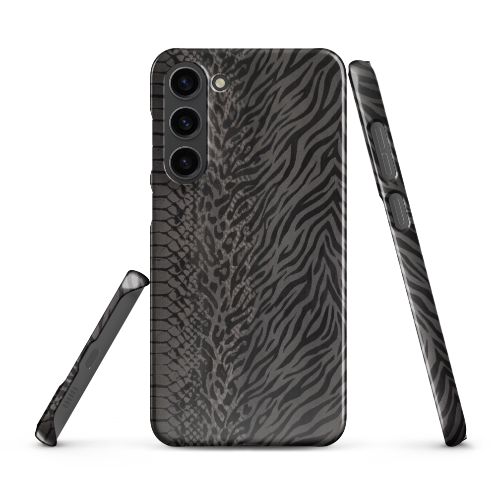 Dark Gray Snake Skin & Leopard Print Snap Case for Samsung