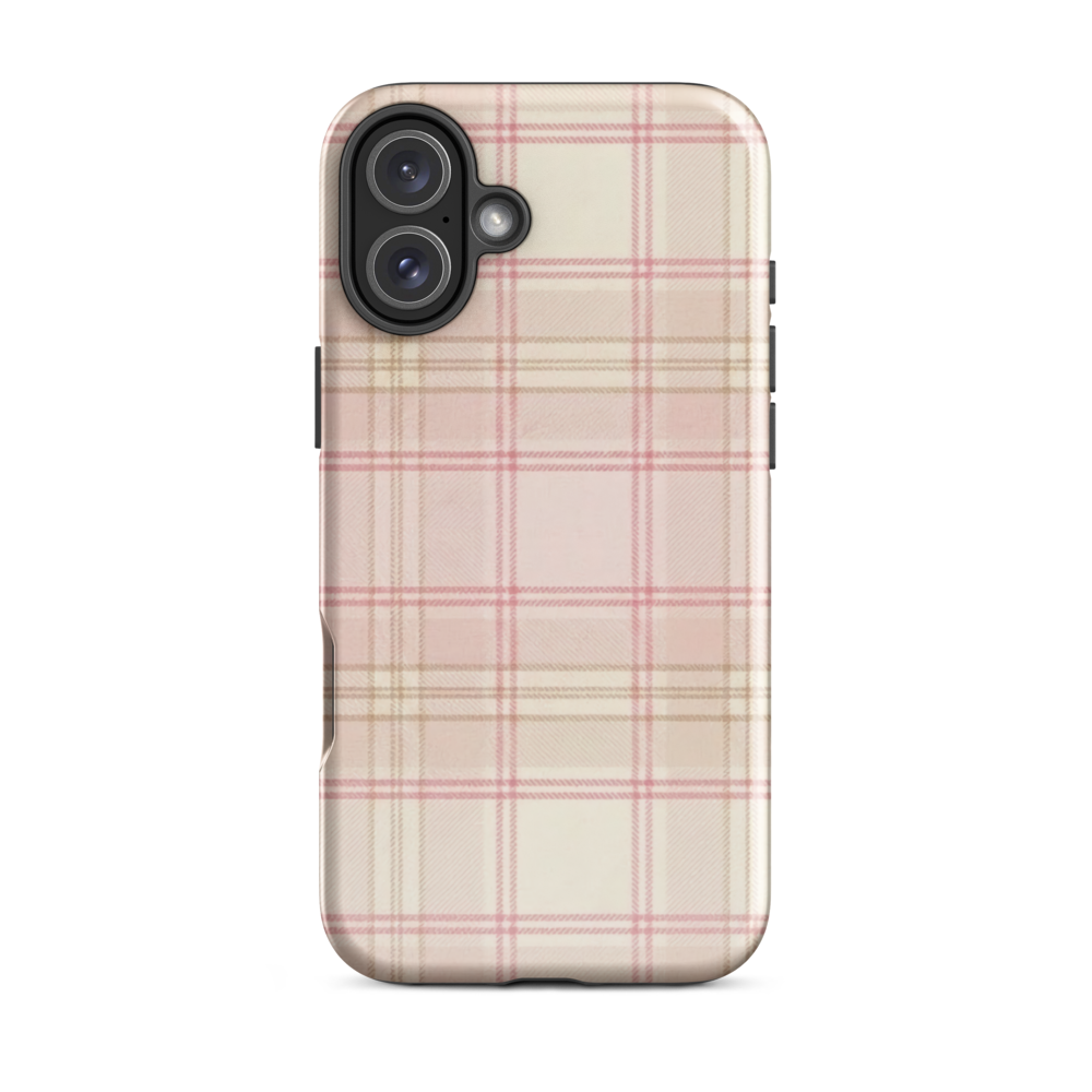 Pink & Cream Plaid Coquette Print Tough Case for iPhone®
