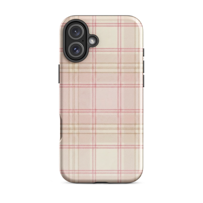 Pink & Cream Plaid Coquette Print Tough Case for iPhone®