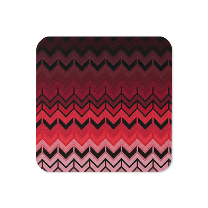 Red & Black Chevron Pattern Cork-Back Coaster