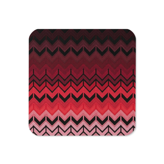 Red & Black Chevron Pattern Cork-Back Coaster