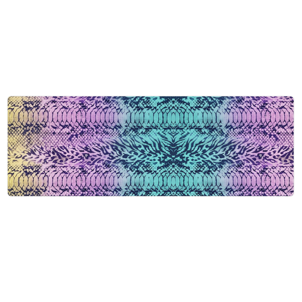 Faded Rainbow Snake Skin & Leopard Print Pilates Yoga Mat