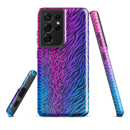 Hot Pink & Blue Snake Skin Zebra & Leopard Print Tough Case for Samsung