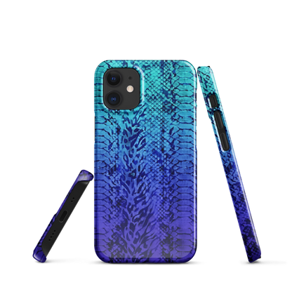 Vibrant Blue Snake Skin & Leopard Print Snap Case for iPhone
