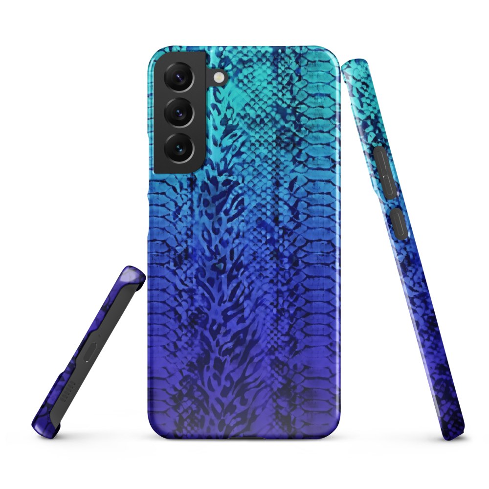 Vibrant Blue Snake & Leopard Print Snap Case for Samsung