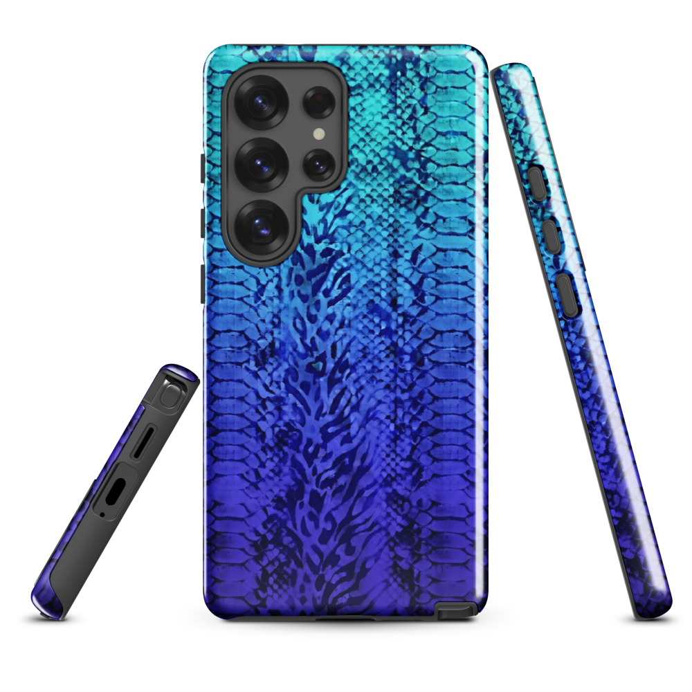 Vibrant Blue Snake & Leopard Print Tough Case for Samsung
