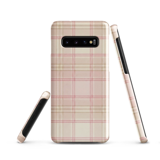 Pink & Cream Plaid Coquette Print Snap Case for Samsung