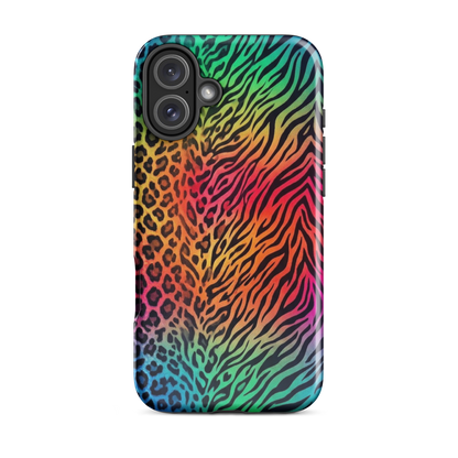 Vibrant Rainbow Zebra & Leopard Print Tough Case for iPhone®