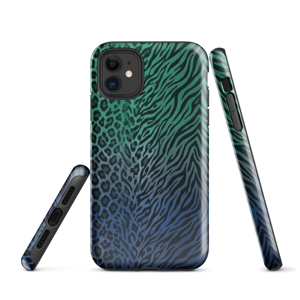Blue to Teal Zebra & Leopard Print  Tough Case for iPhone®
