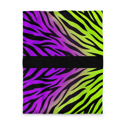 Neon Green and Purple Zebra Print y2k Microfiber Duvet Cover