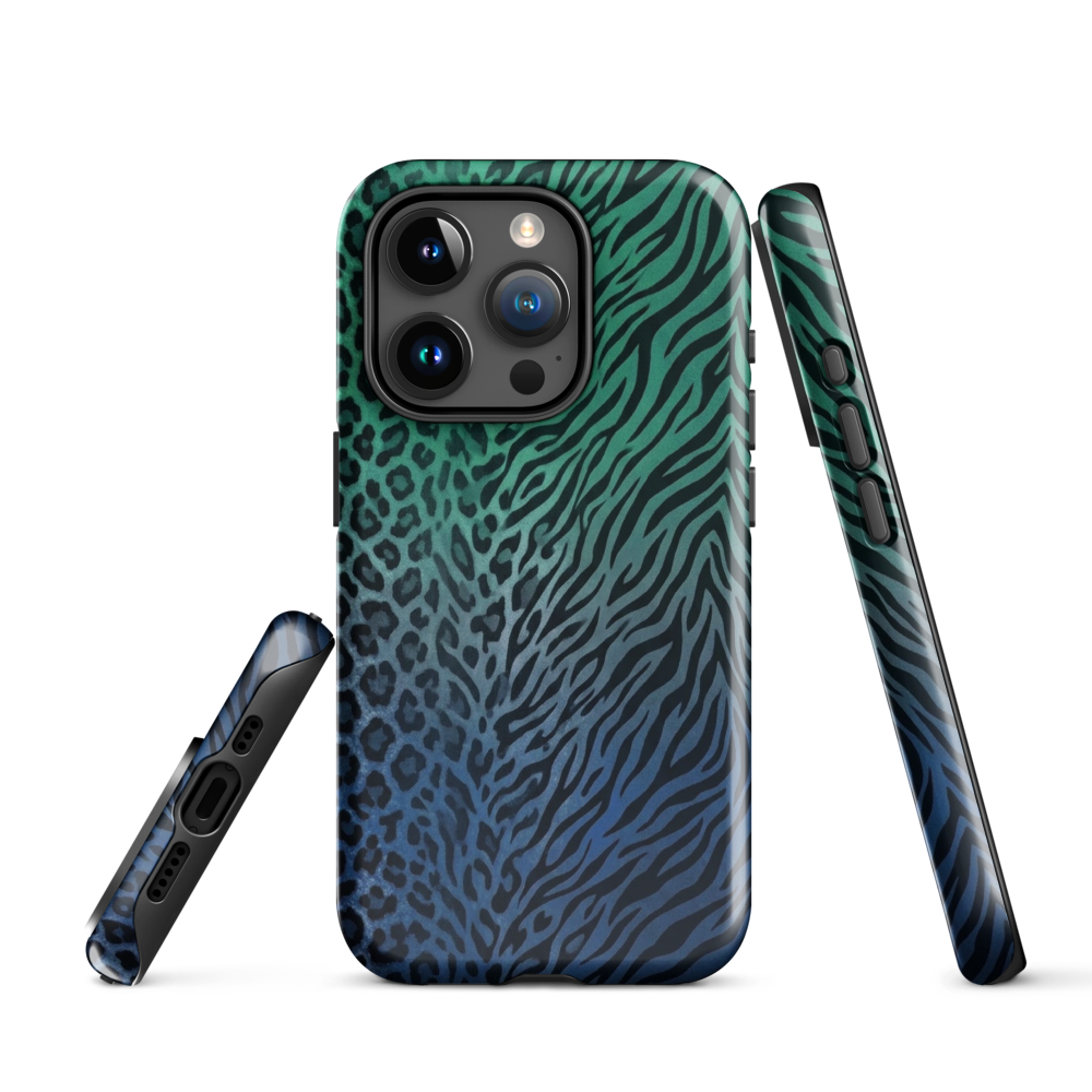 Blue to Teal Zebra & Leopard Print  Tough Case for iPhone®