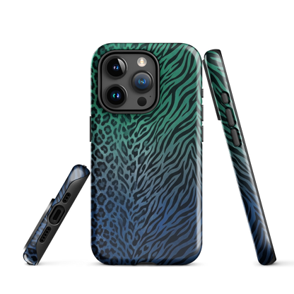 Blue to Teal Zebra & Leopard Print  Tough Case for iPhone®