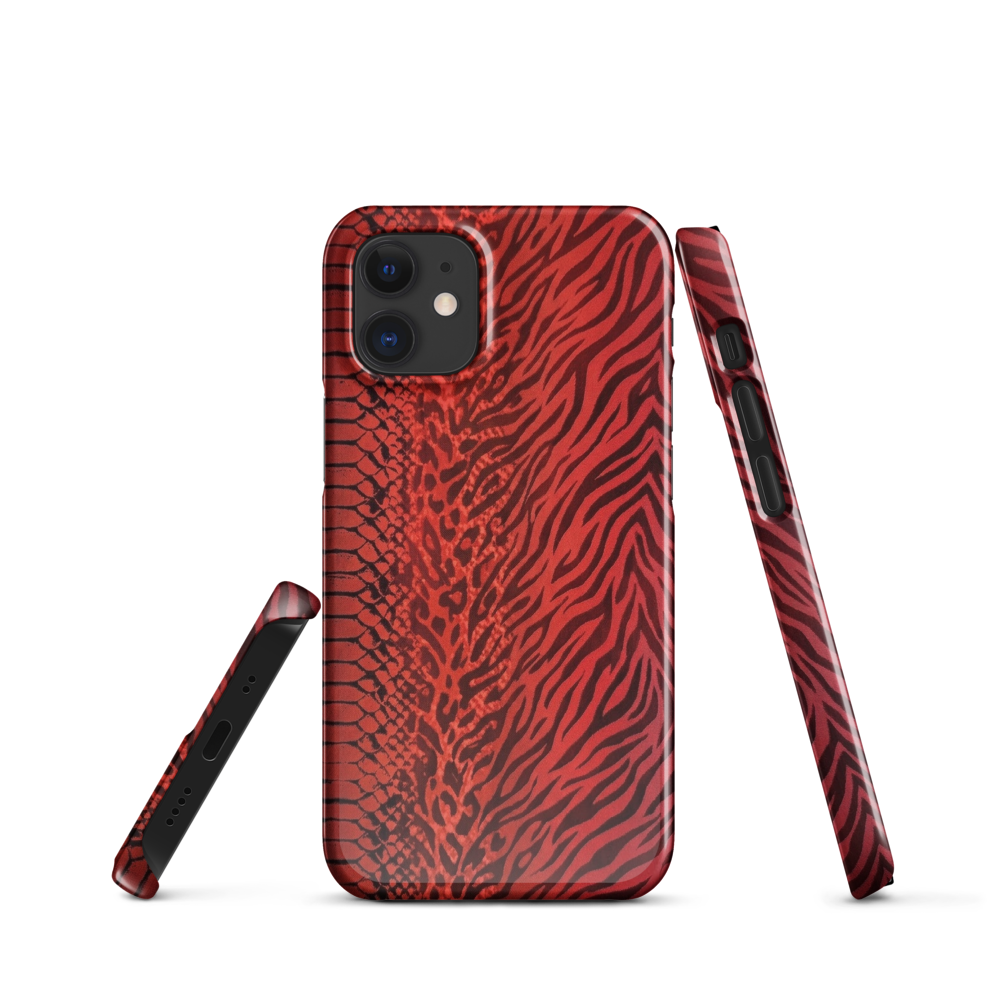 Red Zebra Snake & Leopard Print Snap Case for iPhone