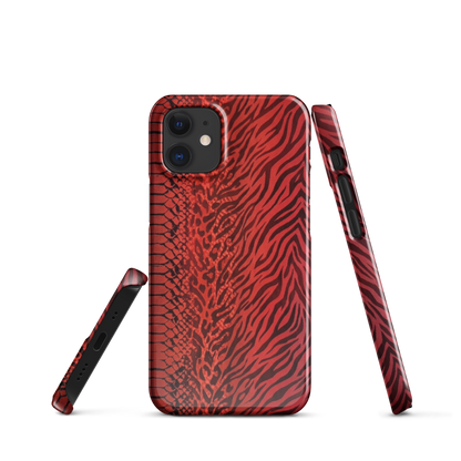 Red Zebra Snake & Leopard Print Snap Case for iPhone