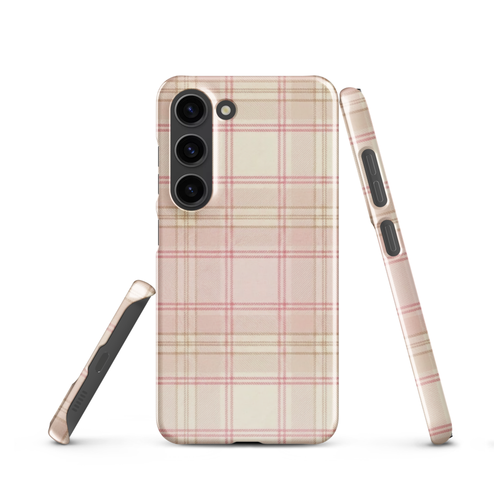 Pink & Cream Plaid Coquette Print Snap Case for Samsung