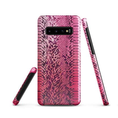 Neon Pink Snake Skin & Leopard Print Snap Case for Samsung