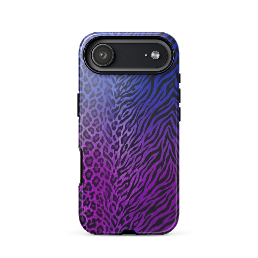 Purple to Blue Zebra & Leopard Print Tough Case for iPhone®