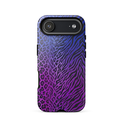 Purple to Blue Zebra & Leopard Print Tough Case for iPhone®
