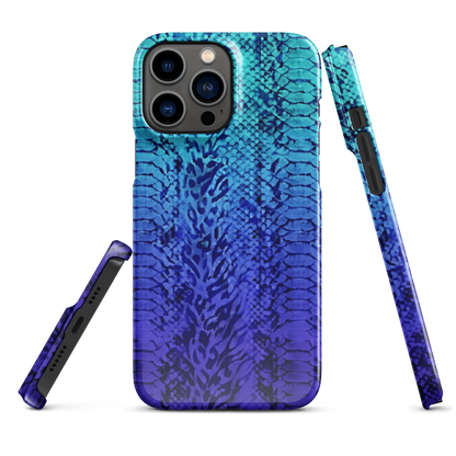 Vibrant Blue Snake Skin & Leopard Print Snap Case for iPhone