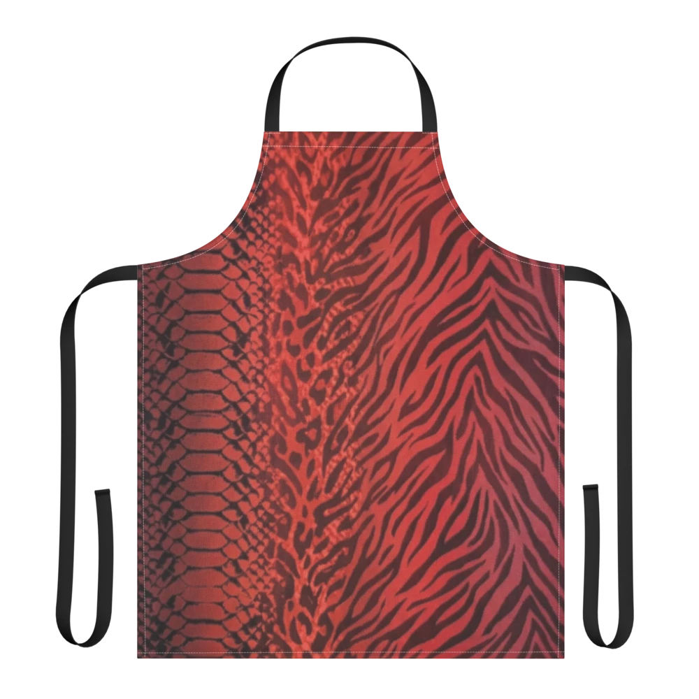 Red Snake Skin Zebra & Leopard Print Strap Apron