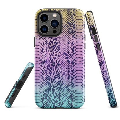 Faded Rainbow Snake Skin Zebra & Leopard Print Tough Case for iPhone®